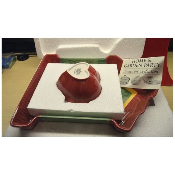 Home & Garden Party Chip & Dip Stoneware Ceramic Tray and Bowl NEW NOS - Picture 4 of 5